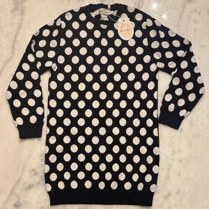 Doe a dear Black and White Polka Dot long Sweater girls size 6